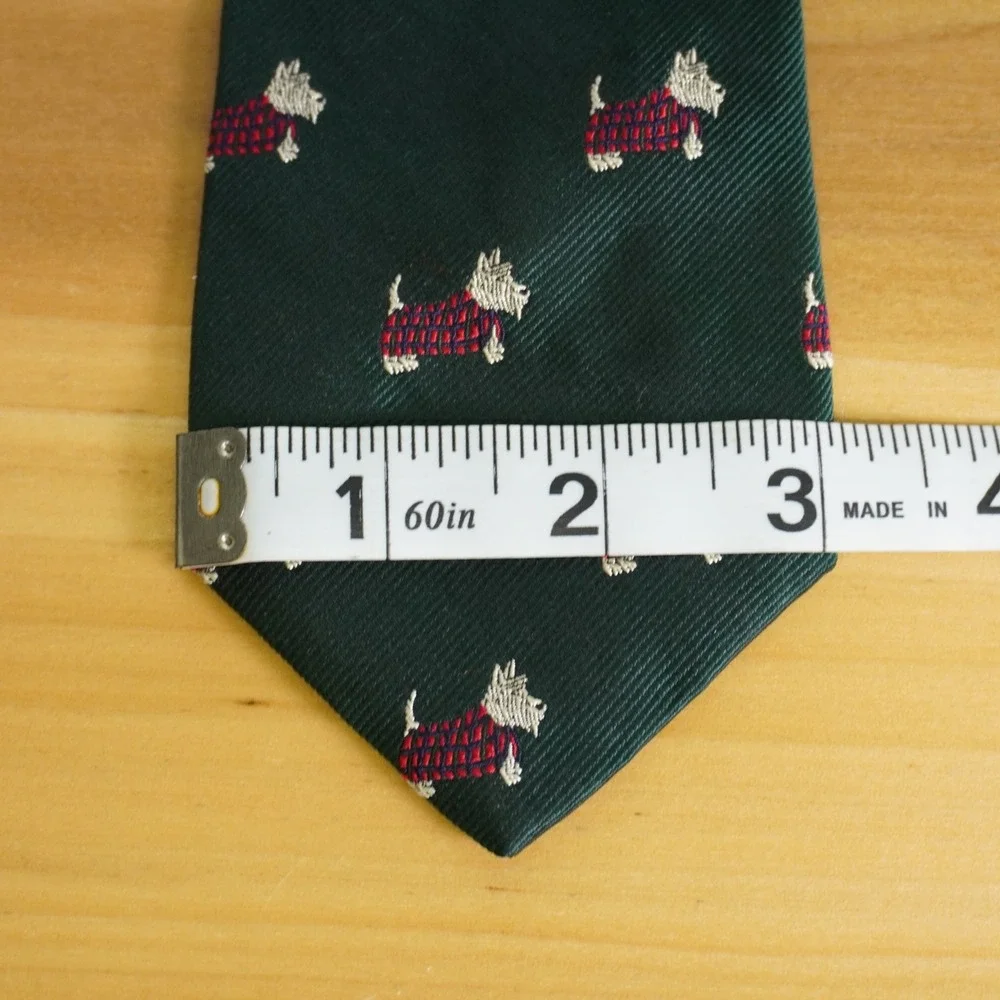 Polo Ralph Lauren Necktie Kids Green Scottie Dog Sweater Silk Made Italy Preppy